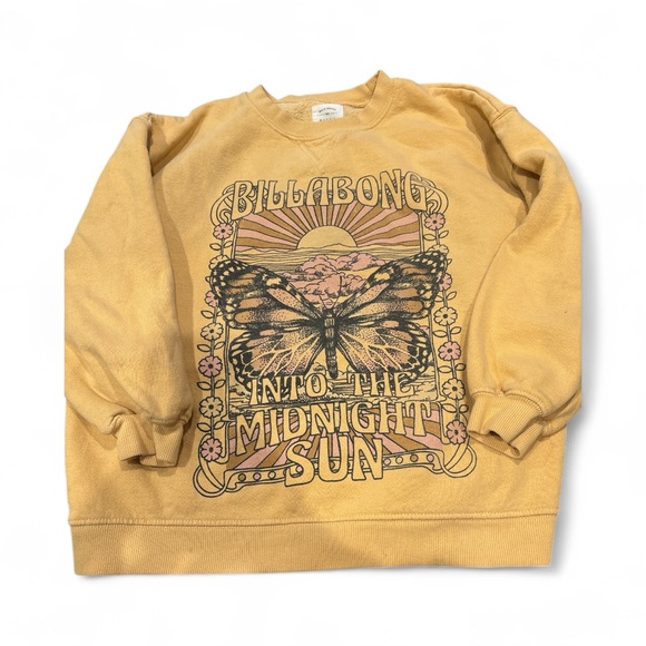 Girls 10/12 Billabong Yellow Graphic Sweatshirt - Picture 1 of 3